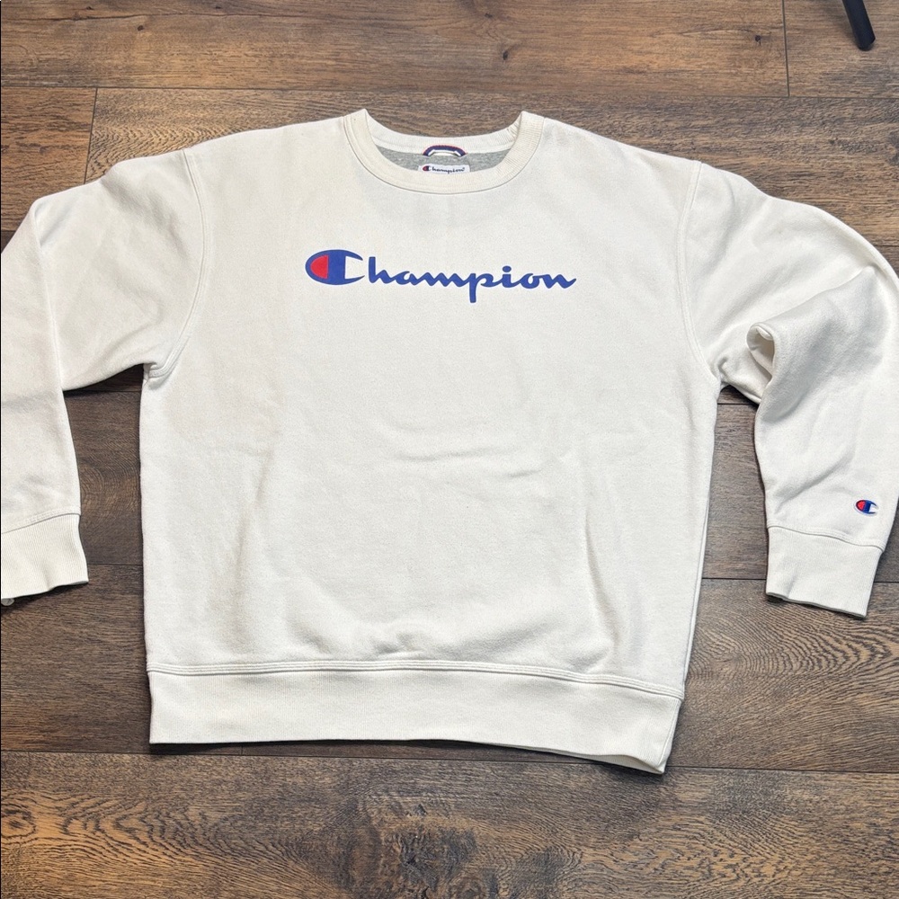 Champion Men's White Crewneck Sweatshirt L